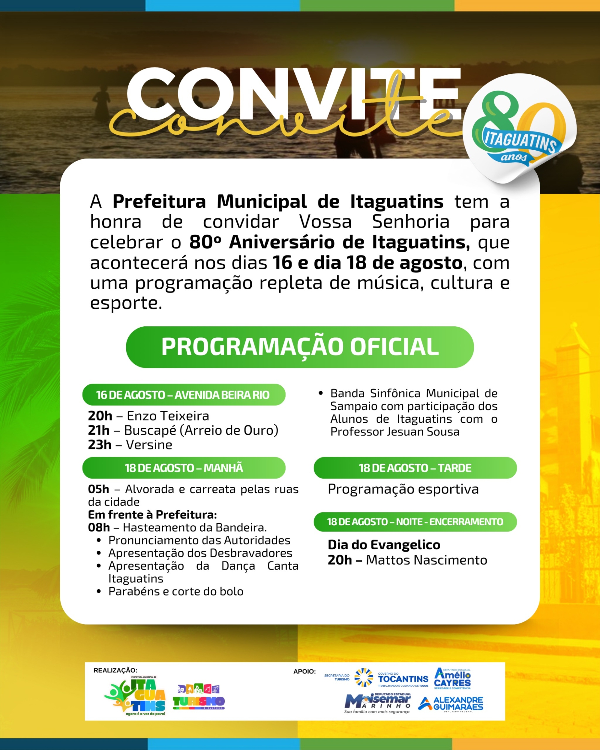Itaguatins comemora 80 anos com vasta programação 